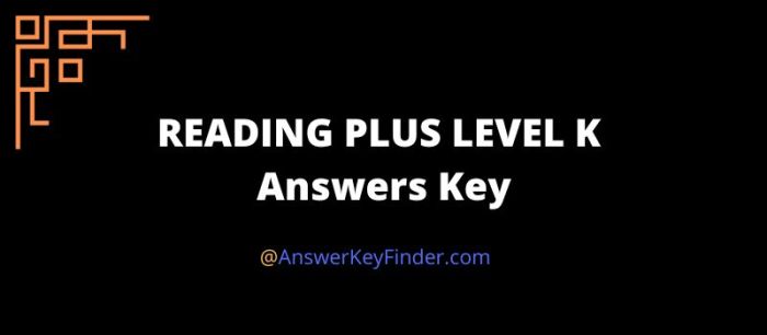 Level k answers reading plus