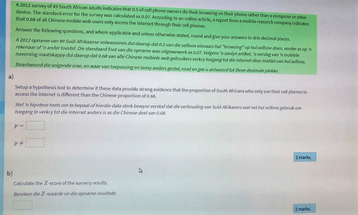 Rob sent an email survey to 2000 cell phone owners